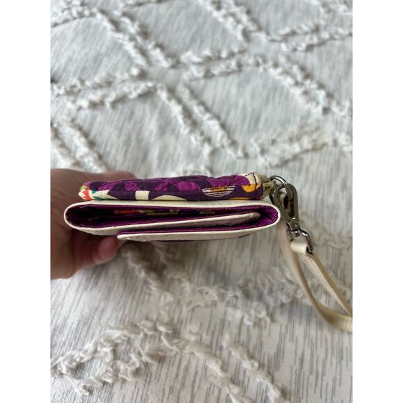 Vera Bradley Plum Crazy Wristlet Wallet Case Small Purse Zip Coin Pouch - Picture 8 of 13